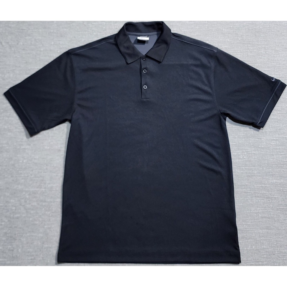 Nike‎ Golf Mens Dri-FIT Polo Shirt Black Short Sleeve Textured Athletic Size L